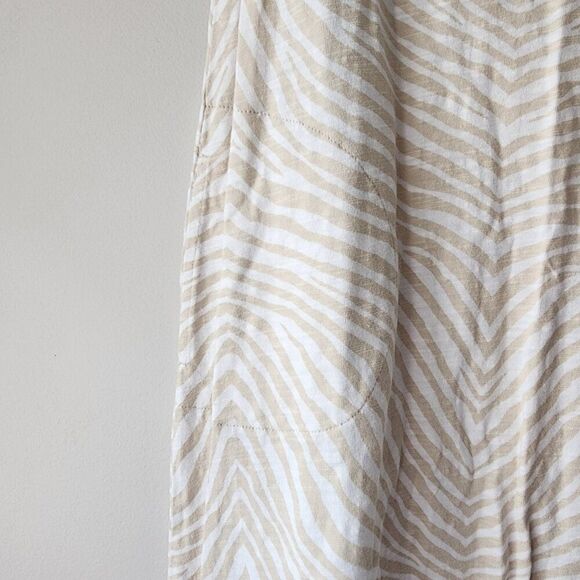 Denim & Co Naturals Maxi Dress | XXSP | Linen Blend Animal Print Zebra Tan Ivory - Picture 3 of 9